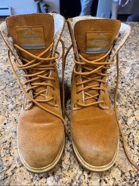Tan Suede Lace-Up Winter Boots